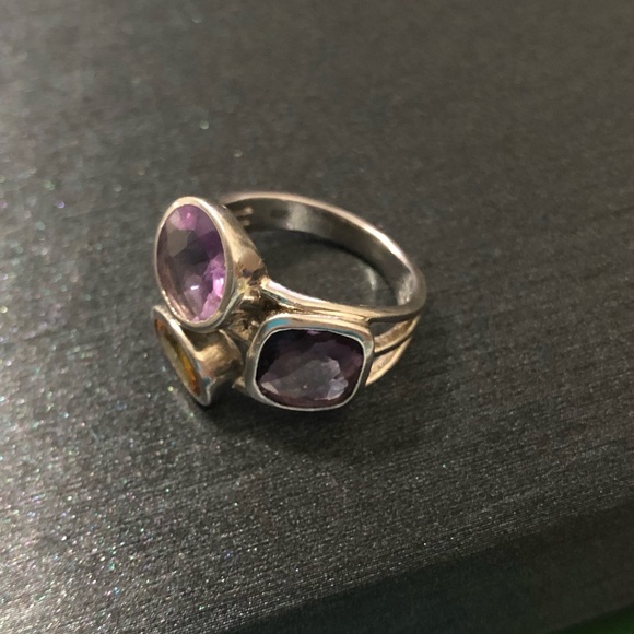 Amethyst and Citrine Sterling Silver Ring - Picture 2 of 2